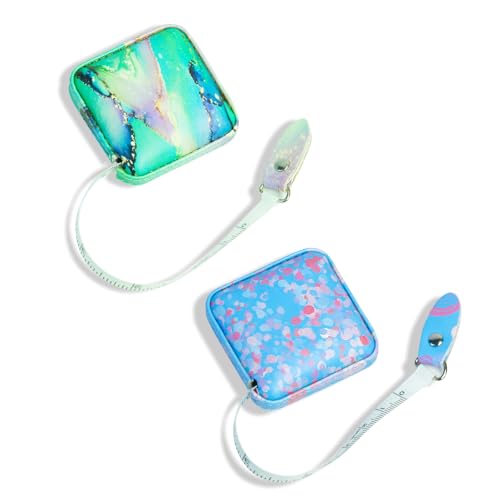 Mini Retractable Soft Tape Measure for Sewing, Fabric, Body Measurements - Emerald Green+Ice Blue - color: Emerald Green+Ice blue