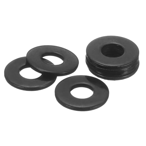 uxcell 75Pcs M6 304 Stainless Steel Flat Washers, ID 6mm, OD 16mm, Thickness 1mm Round Metal Washers for Screws Bolts, Outdoor Construction, Black - size: M6*16*1mm
