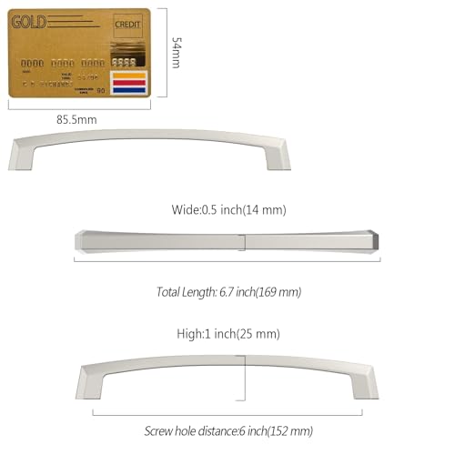 Amerdeco 10 Pack Brushed Satin Nickel Cabinet Pulls 6 Inch(152MM) Hole Centers Kitchen Cabinet Handles Hardware Kitchen Handles for Cabinets Cupboard Handles Drawer Pulls ZH0032 - color: Brushed Satin Nickel, size: 6"/152MM Hole Center