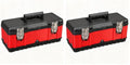 Jack Boss Steel Tool Box 15.5 Inch Small Portable Tool Organizer Box with Built-in Short Non-slip Handle Car Box with Removable tray (Pack of 2) - size: 15.5Inch (Pack of 2)
