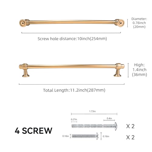 10 Pack 10 inch(254mm) Champagne Bronze Kitchen Cabinet Handles Cabinet Pulls Gold Drawer Pulls Kitchen Cabinet Hardware Dresser Handles - color: Champagne Bronze, size: 10" Hole Center（254mm）