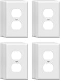 ZEFTV Mid-Size Duplex Outlet Cover Wall Plates 1-Gang 4.89" x 3.12" Switch Outlet Electrical Cover Plate Unbreakable Thermoplastic Faceplate for Light Receptacle Outlet Switch, White (20 Pack) - color: Mid-Size,Single Duplex, size: 20 Pack
