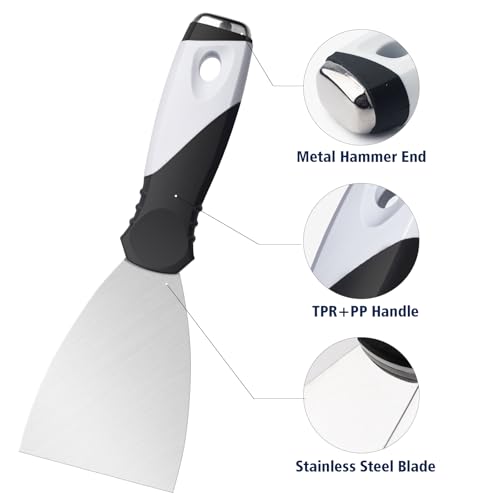 Mister Rui 3Pack 3" 5" 6" Stainless Putty Knife & Paint Scraper, Hammer End - color: 3"5"6" Putty Knife