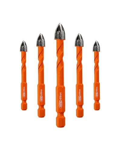 BGTEC Cemented Carbide Drill Bits Masonry Drill Bits, 5pcs Quick-fit Shank 8MM Cross Spiral Hard Alloy Drill Bit for Wood Plastic Masonry Ceramic Tile Concrete Marble - size: 5pcs 8mm