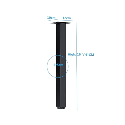 16" Coffee Table Legs,with Adjustable Feet Pads,Set of 4(Black) - size: 16"