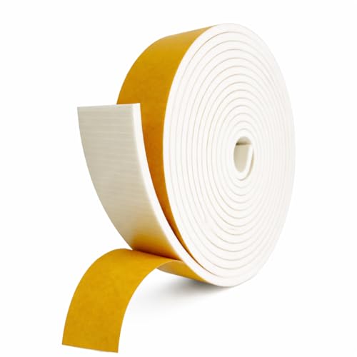 Weather Stripping Foam Tape, 17 Ft Door Seal Strip, EVA Material, High Density 1/4" Thick, No Residue Adhesive, Weatherproof Door Seal Strip for Sliding Door, Windows, White (2" Wide) - size: 2" Wide