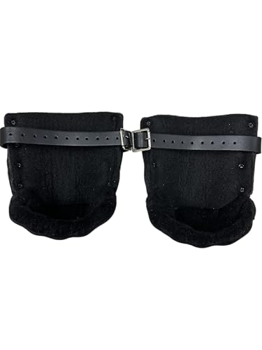 Zeluga Non-slip Kneepads with Adjustable Straps, Safety Leather Knee Pads with Dense Padding Protection, Double Thick Lining (Black) - color: Black