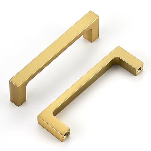 Ravinte Brushed Gold Kitchen Cabinet Solid Handles,3-1/2 Inch,5 Pack - color: Brushed Gold, size: 3-1/2 Inches Hole Center