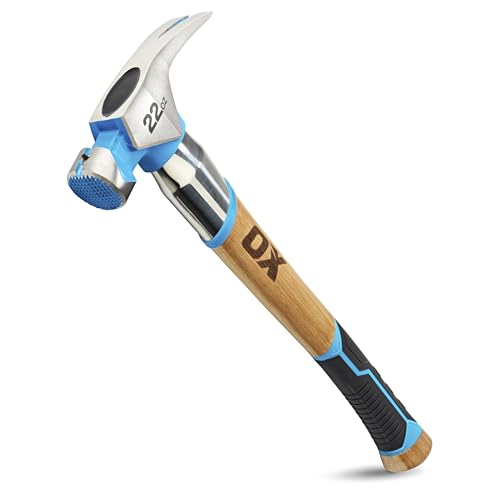 OX 22 oz Framing Hammer Milled Face with Rubber Grip Wood Handle Hammers with American Hickory - Claw Martillos De Construccion - style: 22-oz Hammer + Steel shaft & Grip