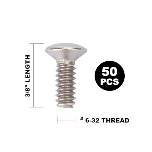 Henne Bery 3/8" Long 6-32 Thread, Oval Head Milled Slot Replacement Wall Plate Screws, 50 Pack, Satin Nickel/Brushed Nickel - color: Nickel, size: 3/8",50 Pack