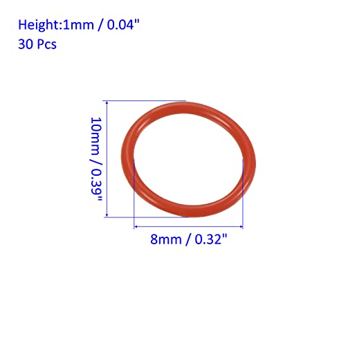 M METERXITY 30 Pack Silicone O-Rings - Garden Water Hose Rubber Sealing Gasket Ring, Soft & Elastic, Apply to Outdoor (8mmx10mmx1mm, Red) - size: 8mmx10mmx1mm