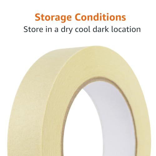 Amazon Basics Masking Tape for Light Duty Applications, Labeling, Easy Removal, Tears by Hand, 0.94" x 180', Beige, 6 Rolls - size: 0.94 Inch by 180 Feet