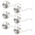 GOBEKOR 6 Pack Half Dummy Door Handles Satin Nickel Right-Handed Levers Interior Non-Turning Door Lever Wave Dummy Lever Closet Door Handle - size: Right-Handed Dummy Lever