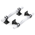 10 Pack 3 Inch White Marble Cabinet Pulls, Black Cabinet Handles Marble Grain and Black Pulls, Kitchen Cabinet Handles Square Dresser Drawer Pulls Kitchen Hardware - color: White Marble & Black, size: 3 inch (76mm) Hole Center Pull