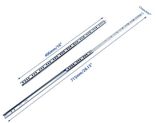 Uenhoy 1 Pair Drawer Slides 16" Two Way Slide Track Rail - size: 16"-1pair