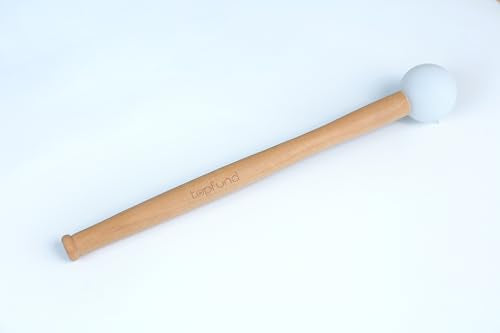 TOPFUND 12 inch Crystal Singing Bowl Silicone Rubber Mallet (Silicone Ball + Long Solid Beech Handle)