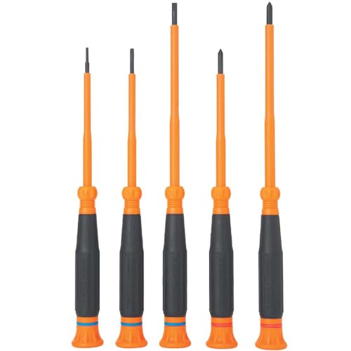 Klein Tools 85615INS Mini Precision Screwdriver Set, 1000V Rated Insulated Screwdrivers with (2) Phillips and (3) Slotted Tips, 5-Piece - style: 5-Piece Kit