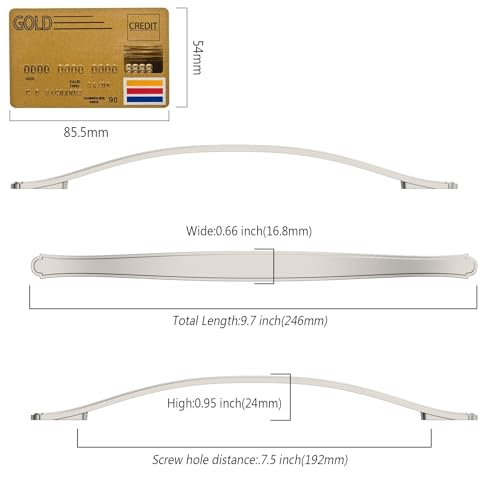 Amerdeco 10 Pack Brushed Satin Nickel Cabinet Pulls 7.5 Inch(192mm) Hole Center Drawer Pulls Cabinet Hardware Kitchen Cabinet Handles for Bathroom ZH0068 - color: Brushed Satin Nickel, size: 7.5"/192MM Hole Center