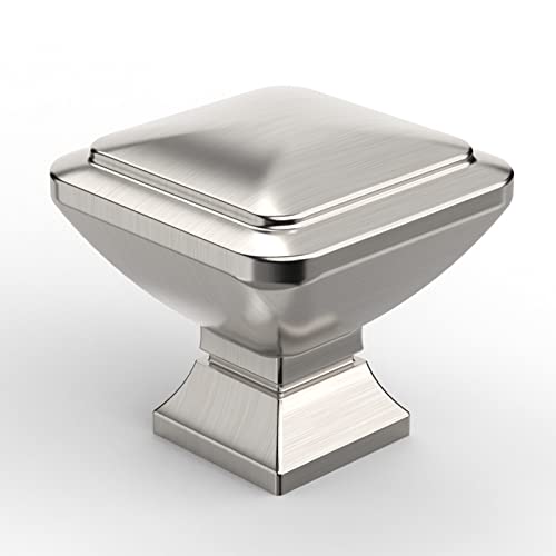 9BUILD 10 Pack Brushed Nickel Cabinet Knobs,Solid Square Drawer Pulls - color: Brushed Satin Nickel, size: 1.2"/30MM