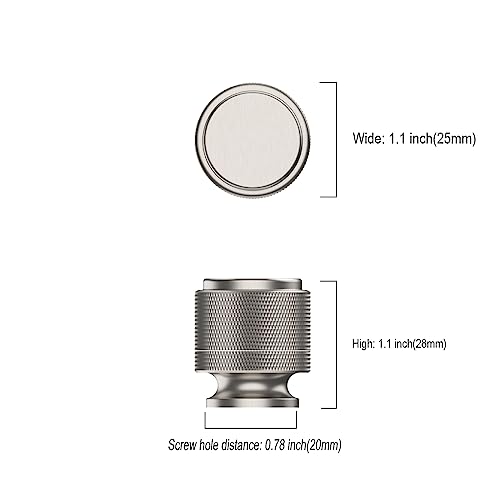 Asidrama 20 Pack Brushed Satin Nickel Kitchen Cabinet Knobs - Knurled Dresser Drawer Cabinet Hardware Zinc Knobs for Dresser Drawers - color: Brushed Satin Nickel, style: 20 Pack