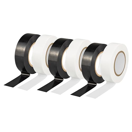 3-Roll White and 3-Roll Black Electrical Tape Combo 19mm × 18m High-Adhesion PVC Insulation Tape for Insulation Repair and Wire Protection - color: three white& three black