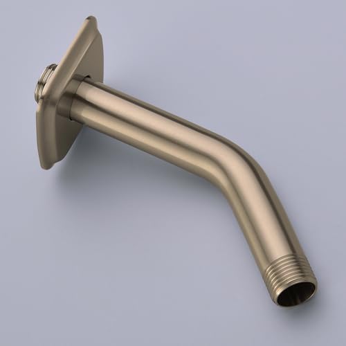 TRUSTMI Gold Shower Arm with Flange, Champagne Bronze 6 Inch Angled Shower Arm, Wall Mount, Curved Rainfall Showerhead Extension, Stainless Steel - color: Champagne Brozne