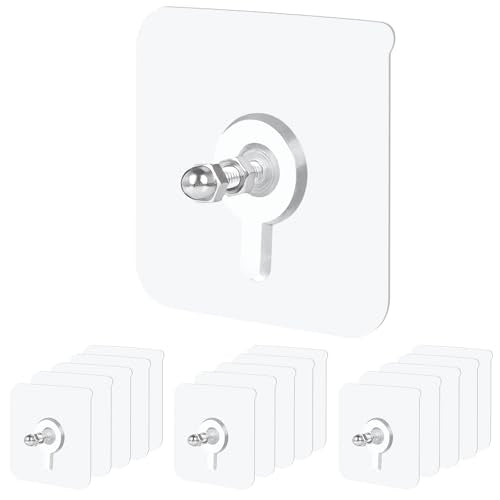 15 Pack Self Adhesive Picture Hooks Without Nails,13 lbs Load Heavy Duty Sticky Hooks(16 mm) for Hanging,2 in 1 Reusable Waterproof and Oilproof Hooks for Kitchen, Bathroom, Home, Office - size: 15 Pack, style: 13 lbs(2.2*2.2in)