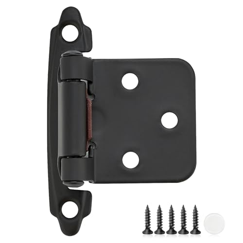 4 Pack 2 Pair Black Cabinet Hinges, 1/2" Overlay Semi-Concealed Hinges - color: Black, size: 1/2" Overlay