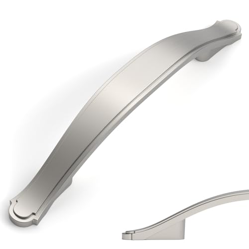 Amerdeco 10 Pack Brushed Satin Nickel Cabinet Pulls 3.75 Inch(96mm) Hole Center Drawer Pulls Cabinet Hardware Kitchen Cabinet Handles for Bathroom ZH0068 - color: Brushed Satin Nickel, size: 3.75"/96MM Hole Center