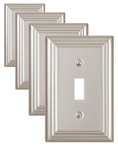 Switch Plates Outlet Covers, 4-Pack Metal Wall Plates, Satin Nickel - color: Satin Nickel, size: 1 Toggle 4PK