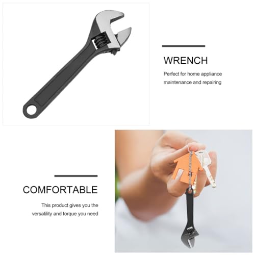 Mini Adjustable Wrench 4 Inch and 2.5 Inch, Black Spanner With Chain Hand Knurl Tool for Repair Maintenance Automotive Car