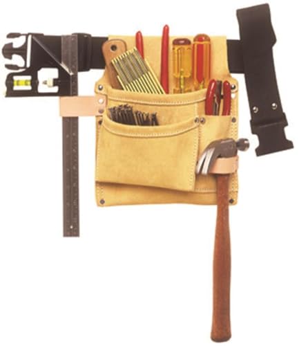 Custom LeathercraftIP489X Suede Tool Bag & Poly Web Belt, 3 Pocket , Tan