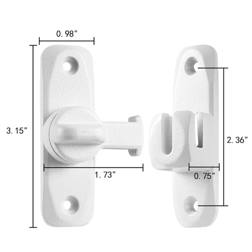 Matte White Barn Door Latches,90/180 Degree Gate Lock_B - color: Matte White