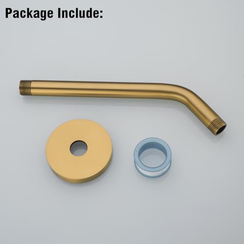 RANDOM 10 Inch Champagne Bronze Shower Arm with Flange,90 Degree Rain Shower Head Extension Arm.RD91018-10-CB - color: 10″Champagne Bronze(Round Flange)