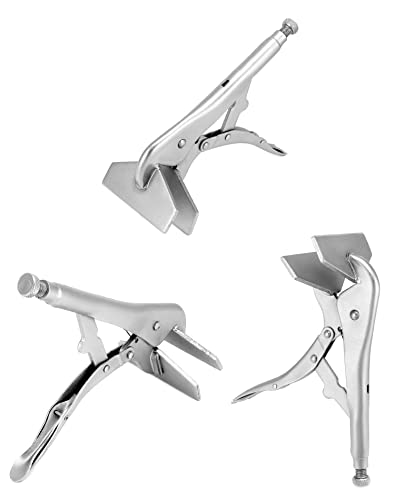 QWORK 10" Flat Jaw Locking Clamp – Heavy Sheet Metal Welding & Fabrication Tool for Workshop, Auto Body & Repair