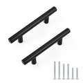 Probrico 30 Pack Hole Centers 3inch Stainless Steel Kitchen Cabinet Handles,Flat Black Dresser Drawer Pulls, 5inch Length Euro T Bar Pull Handle for Home Furnitures - size: Center to Center: 3 inch