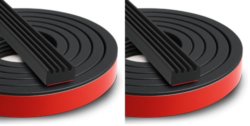 Weather Stripping Seal Strip: 26FT EPDM Foam Rubber with Strong Adhesive for Door, Garage, RV, Truck, Auto, Window, Noise Insulation (Pack of 2) - size: 26FT (Pack of 2)