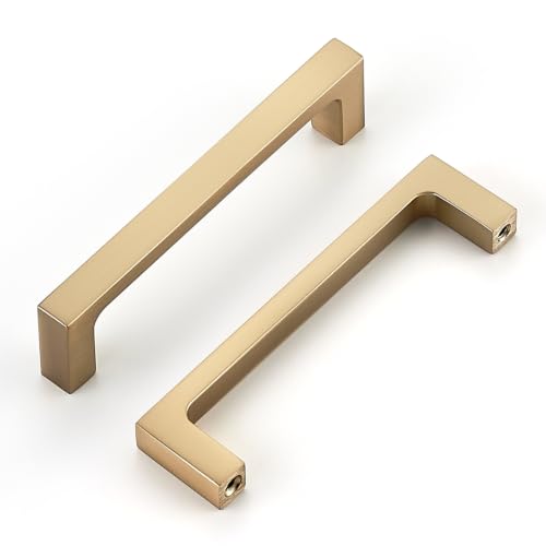 Ravinte Champagne Bronze Kitchen Cabinet Solid Handles,3-3/4 Inch,5 Pack - color: Champagne Bronze, size: 3-3/4 Inches Hole Center