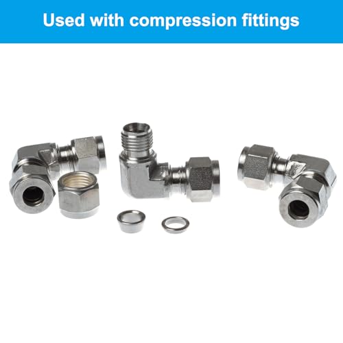 PATIKIL 6mm Tube OD 316 Stainless Steel Compression Tube Fitting Sleeve, 2 Pack Double Ferrule Ring Tubing Fitting Assortment Kit, Silver - size: 6mm