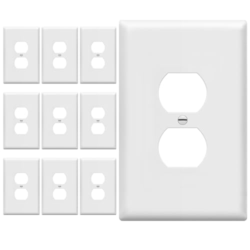 ENERLITES Jumbo Duplex Receptacle Outlet Wall Plate, Electrical Outlet Covers, Gloss Finish, Over-Size 1-Gang 5.5" x 3.5", Polycarbonate Thermoplastic, 8821O-W-10PCS, White (10 Pack) - color: White, size: Over-Size