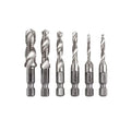 6 pcs Combination 1/4 Hex Twist Tap Drill HSS M3-M10 Bit Screw Countersink Hexagonal Handle Metric Taps White Diamond/Titanium Plated