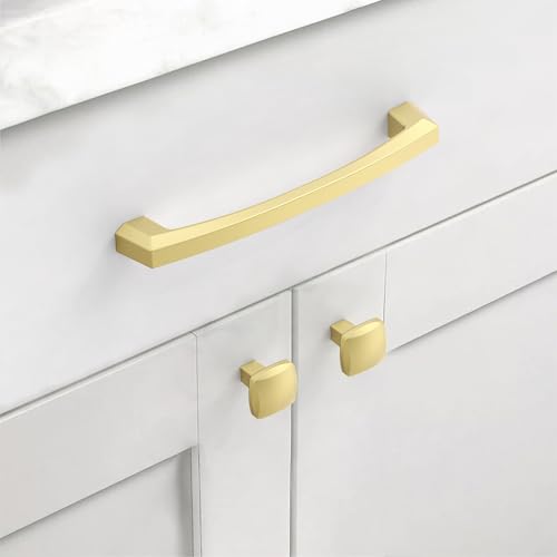 Asidrama 10 Pack 4 inch Brushed Gold Kitchen Cabinet Handles - color: Brushed Gold, size: 4" Hole Center(102mm)