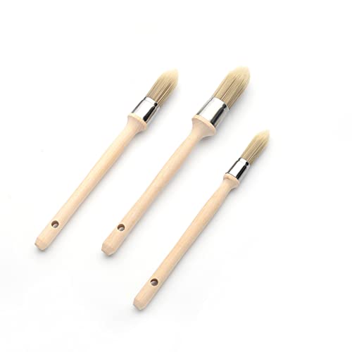 3 Pack Trim Edge Paint Brushes, Round Small Paint Brush for Walls Touch Up