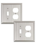 2-Pack Zinc Alloy Combo Toggle/Duplex Light Switch Cover Plate - color: Brushed Nickel, size: 1 Toggle/1 Duplex 2PK
