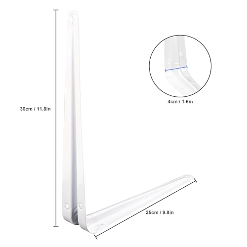 24 Pack 12" x 10" Heavy Duty Metal Shelf Brackets, Floating Shelf Bracket, L Brackets for Shelves, Perfect for 12 Inch Wide Wood Boards, Rustic Farmhouse Decorative Wall Mount Corner Brace - size: 24 Pack 12" x 10" White