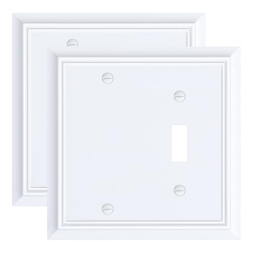 2-Pack Natural Bamboo Fiber Combo Blank/Toggle Light Switch Cover Plate - color: Pure White, size: 1 Blank/1 Toggle 2PK