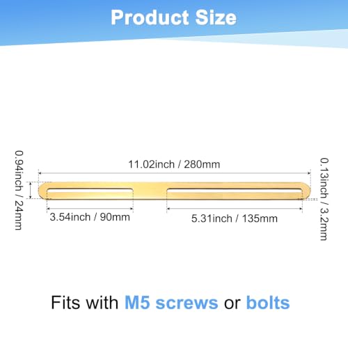 M METERXITY 2-Pack Flat Mending Plate Support 11.02x0.94in, Gold - color: Gold, size: 280 x 24mm