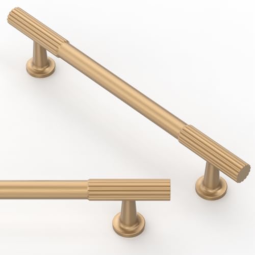 10 Pack Champagne Bronze Cabinet Pulls 5 Inch(128mm) Kitchen Cabinet Handles Solid Zinc Alloy Cabinet Hardware Drawer Pulls - color: Champagne Bronze, size: 5" Hole Center