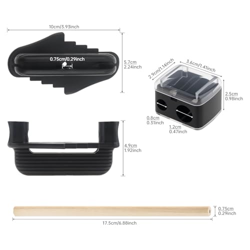 Center Scriber, Multifunction Magnetic Center Finder Tool, Woodworking Offset Marking Gauge for Carpentry with Hexagonal Pencil, Pencil Sharpener, Magnetic Scriber (Black) - color: Black