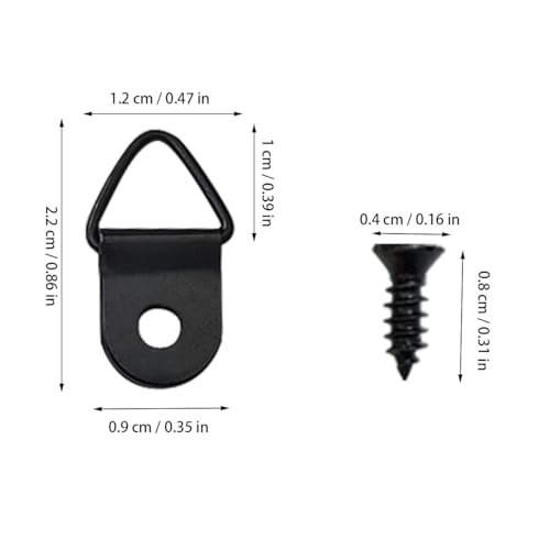 100 Pieces Small Triangle Ring Steel Picture Hangers with 100 Pieces Screws - color: Black